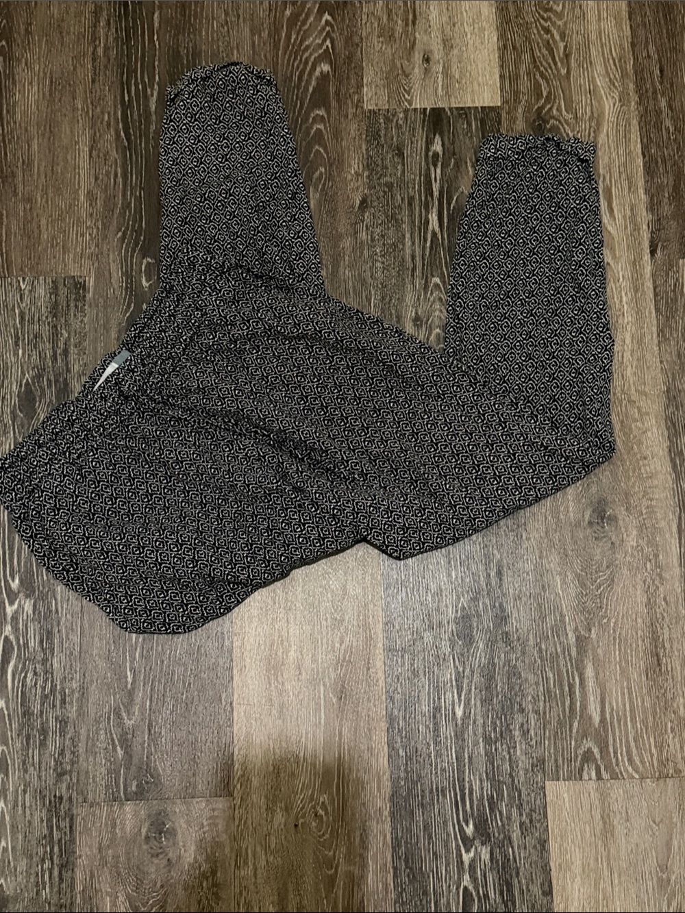 Old Navy Black and White Geo Print Drawstring Trousers